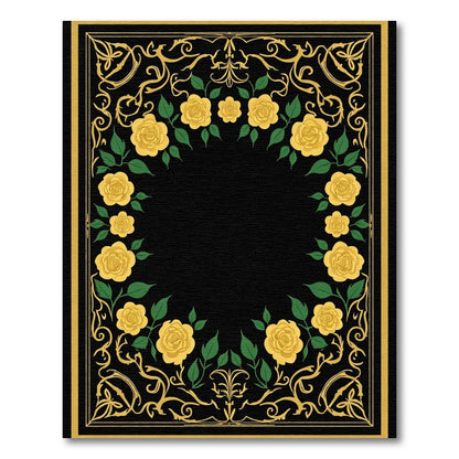 Golden Yellow Rose Garden Border Rug