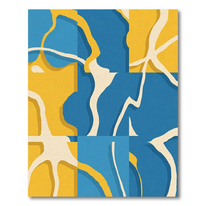 Abstract Sun Yellow Blue Flow Rug