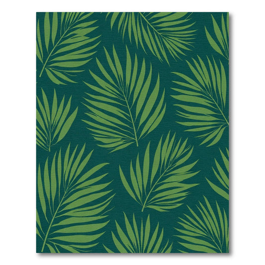 Lush Green Palm Leaves Tropical Rug