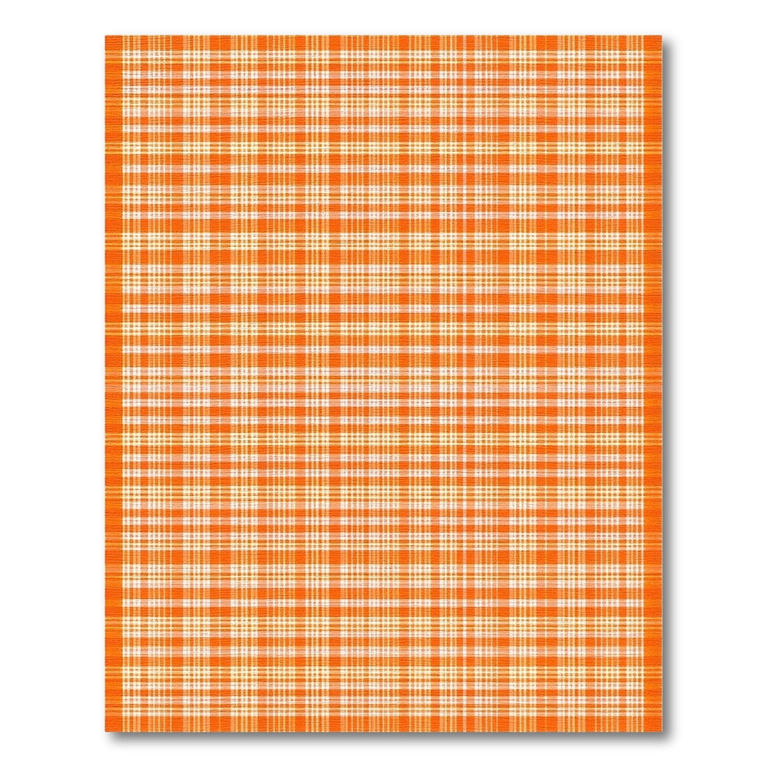 Vibrant Orange and White Plaid Rug
