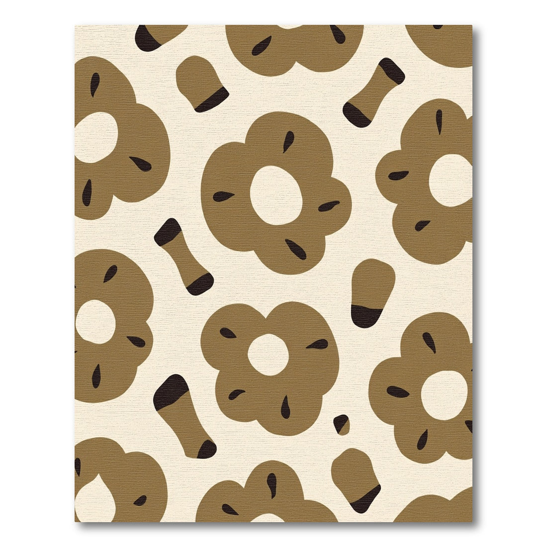 Brown Floral Round Objects Rug