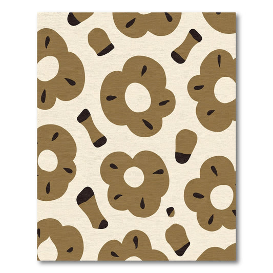 Brown Floral Round Objects Rug