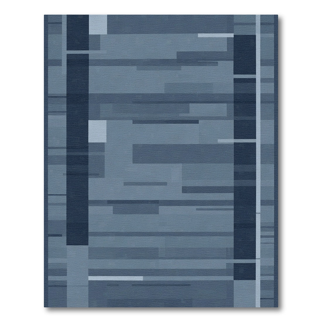 Midnight Blue Geometric Rectangles Rug