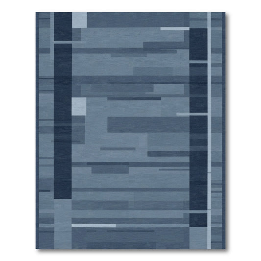 Midnight Blue Geometric Rectangles Rug