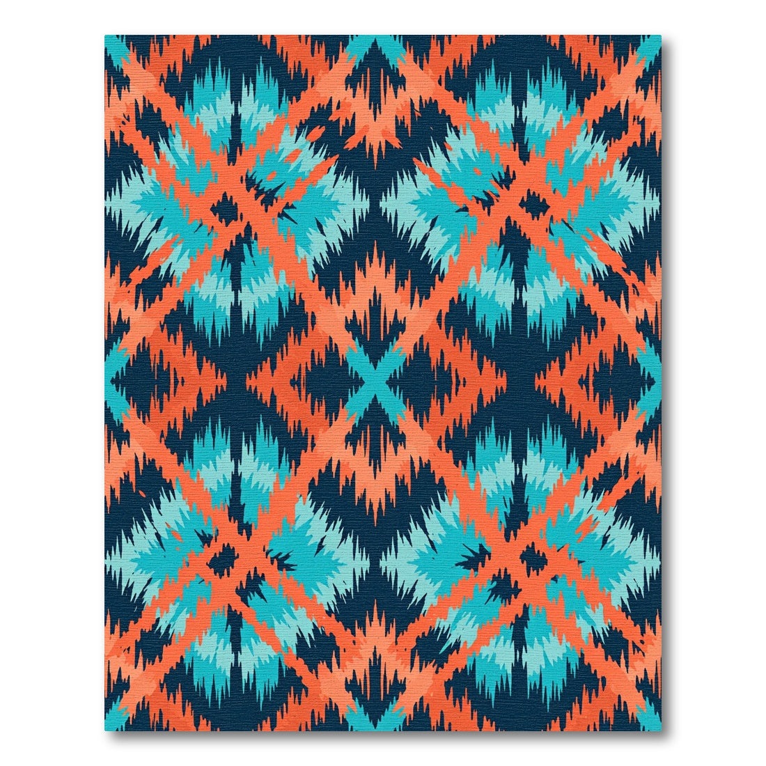 Coral Teal Diamond Geometric Pattern Rug