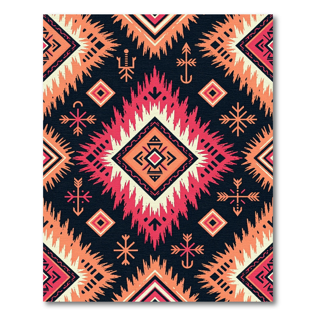 Crimson Orange Geometric Tribal Rug