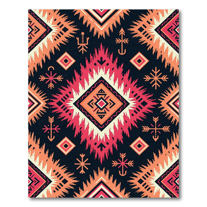 Crimson Orange Geometric Tribal Rug
