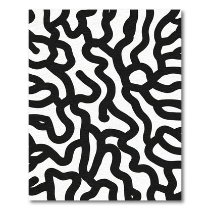 Bold Black Organic Line Art Rug