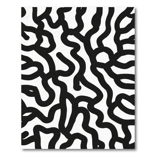 Bold Black Organic Line Art Rug