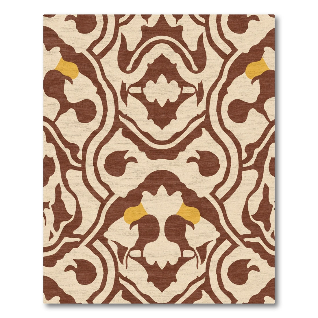 Brown Cream Yellow Central Medallion Rug