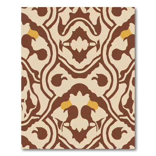 Brown Cream Yellow Central Medallion Rug