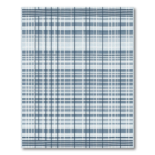 Classic Navy Blue Plaid Tartan Rug