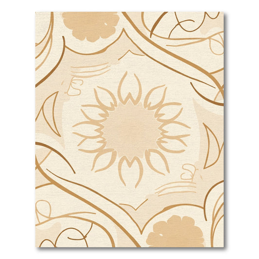 Warm Tan Floral Medallion Swirl Rug