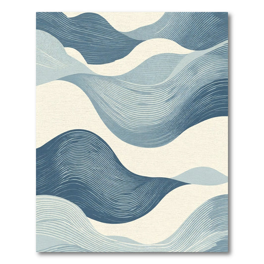Serene Blue Abstract Wavy Lines Rug
