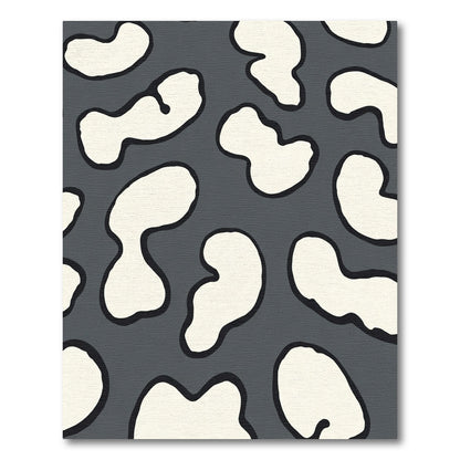 Gray and Cream Abstract Organic Shapes Rug