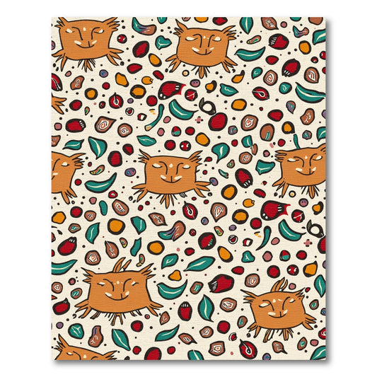 Joyful Orange Creature Scattered Dot Rug