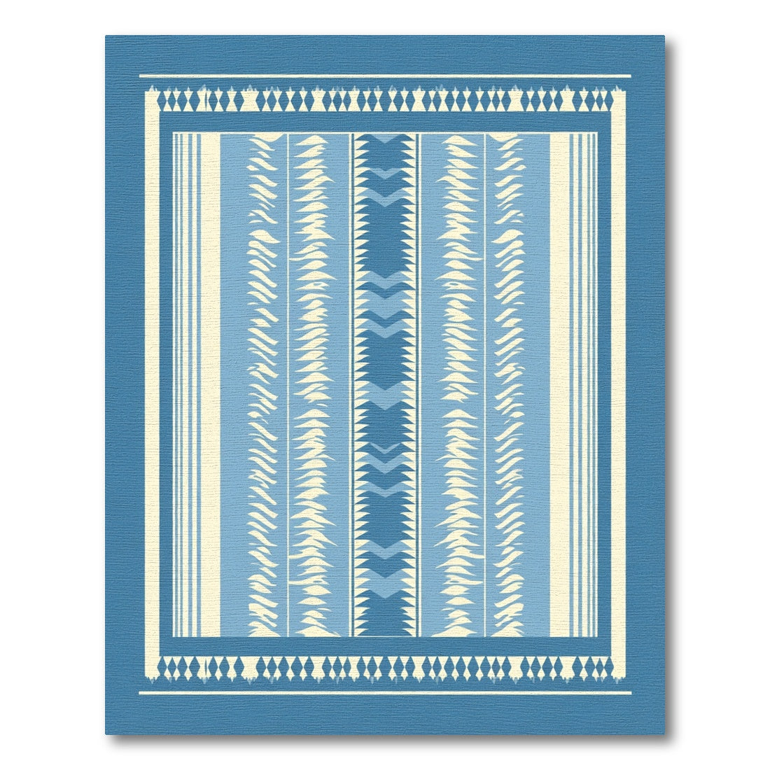 Serene Blue Tribal Stripe Rug
