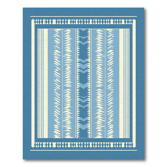 Serene Blue Tribal Stripe Rug
