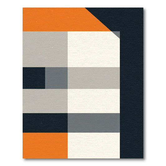 Bold Orange Gray Monochromatic Check Rug