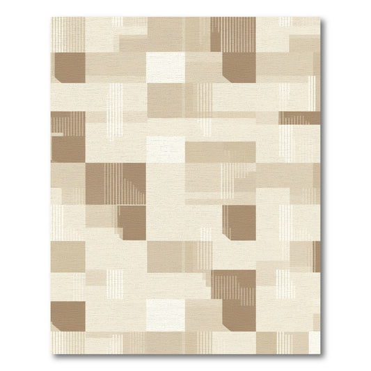 Earthy Neutral Geometric Block Rug