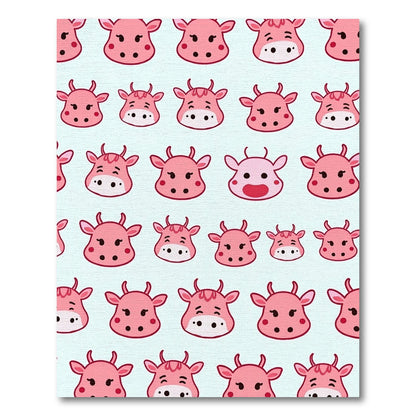 Cute Pink Cow Heads Pattern Rug