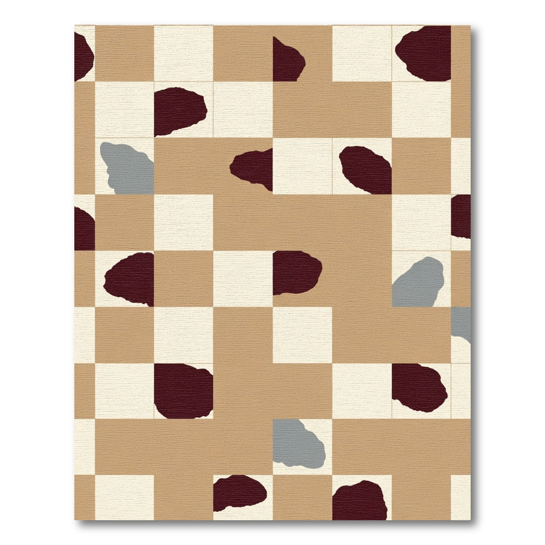 Abstract Tan Beige Speckled Squares Rug