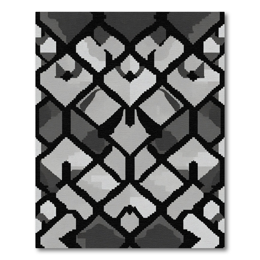 Monochromatic Geometric Interlocking Shapes Rug