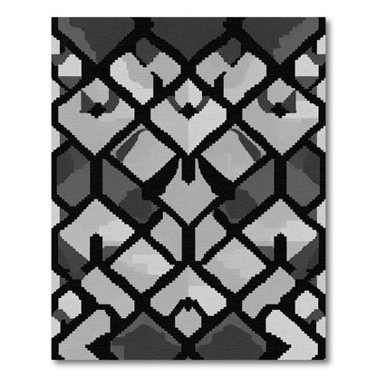 Monochromatic Geometric Interlocking Shapes Rug