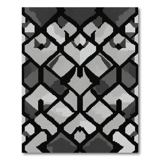 Monochromatic Geometric Interlocking Shapes Rug