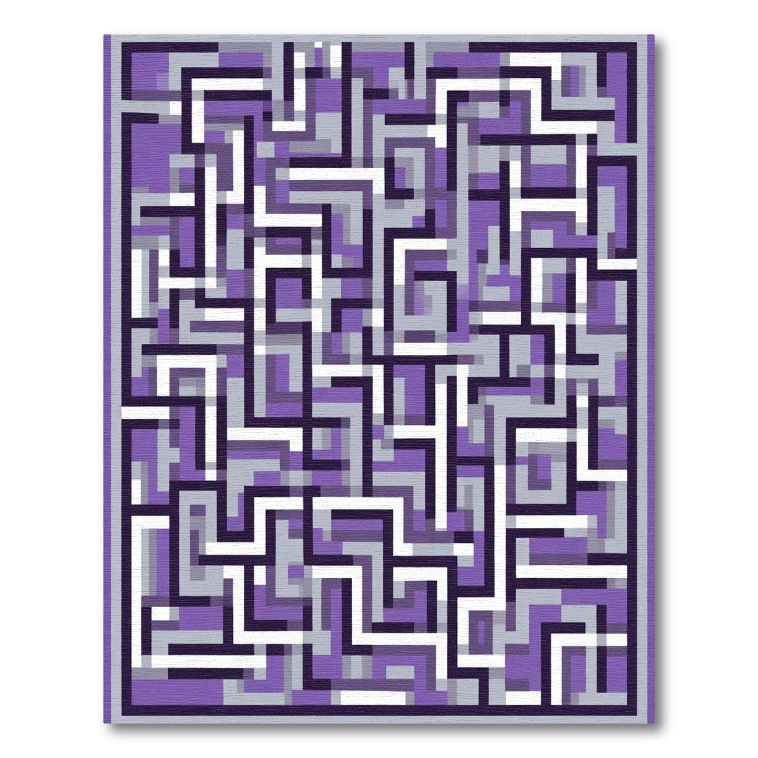 Purple Gray White Geometric Maze Rug