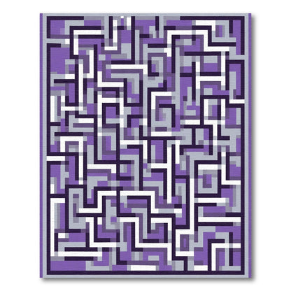 Purple Gray White Geometric Maze Rug