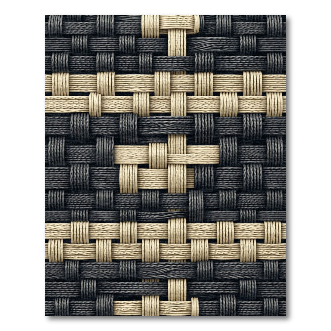 Modern Woven Cream and Charcoal Grid Rug