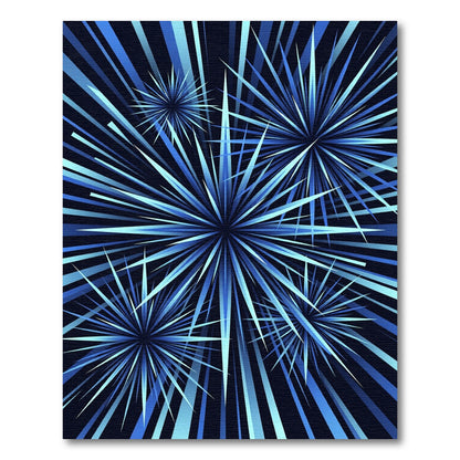 Dynamic Blue Starburst Explosion Rug