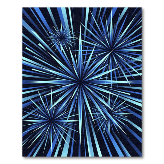 Dynamic Blue Starburst Explosion Rug