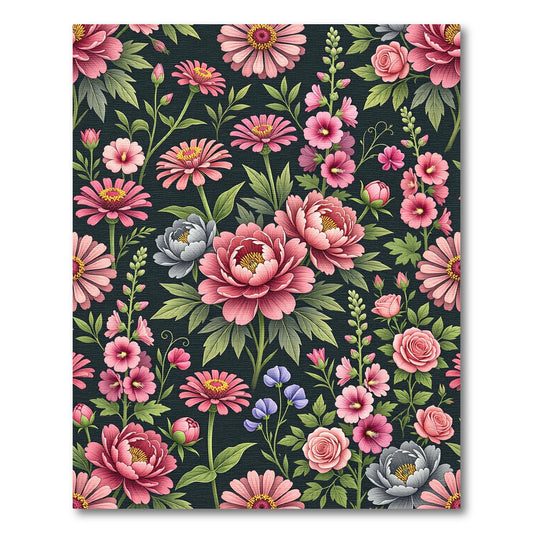 Elegant Pink Floral Botanical Garden Rug