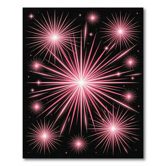 Radiant Pink Fireworks Celestial Sky Rug