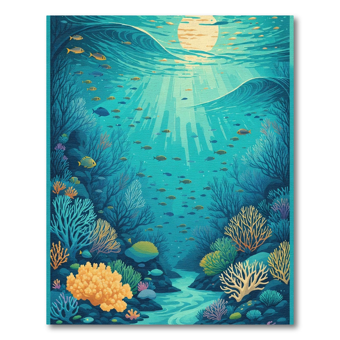 Ocean Life Coral Reef Abstract Waves Rug