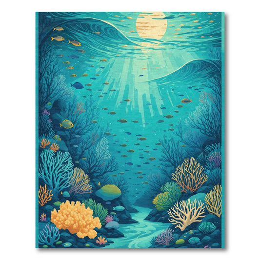 Ocean Life Coral Reef Abstract Waves Rug