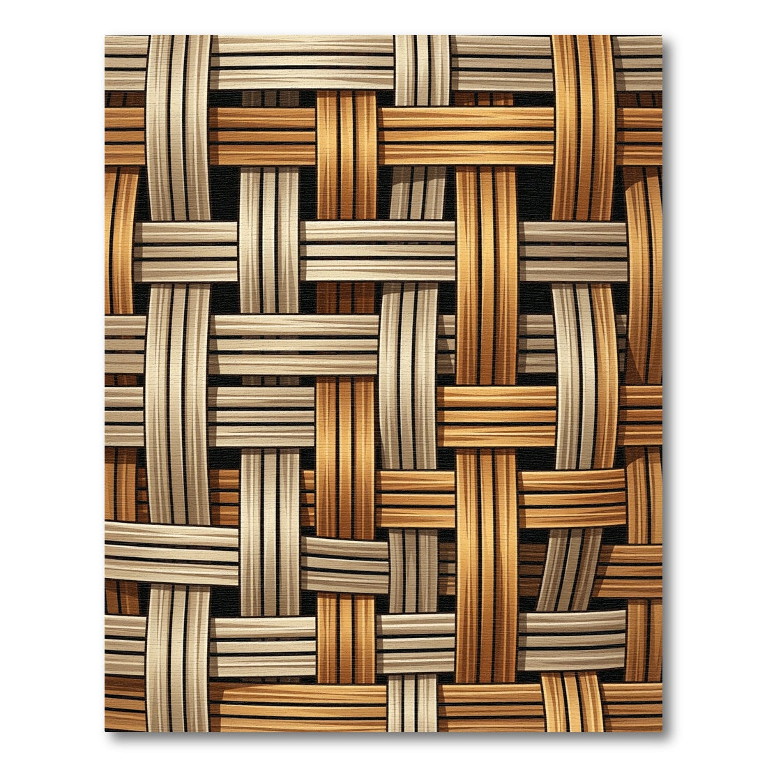 Natural Wicker Weave Earth Tone Textured Rug