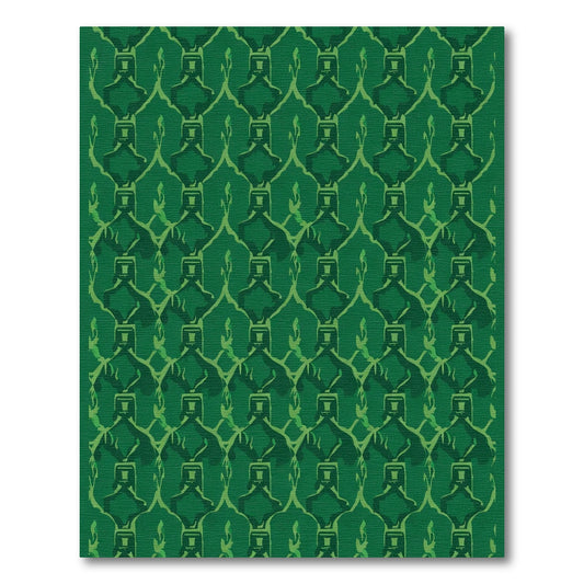 Emerald Green Art Deco Arches Rug
