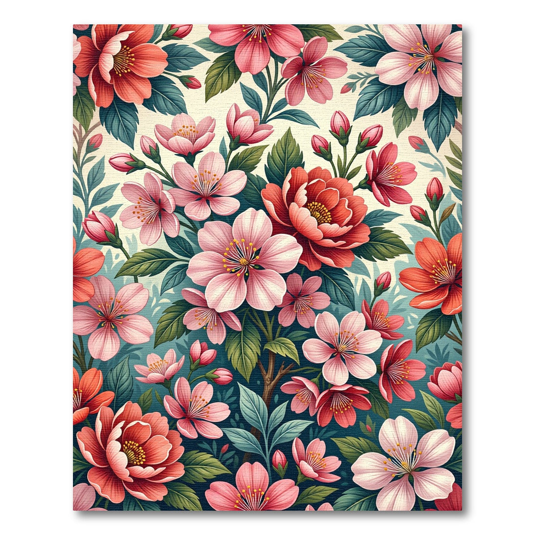 Blossoming Pink Cherry Flower Bouquet Rug
