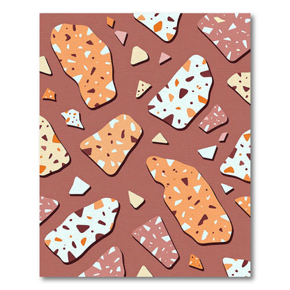 Modern Terracotta and Cream Terrazzo Abstract Rug