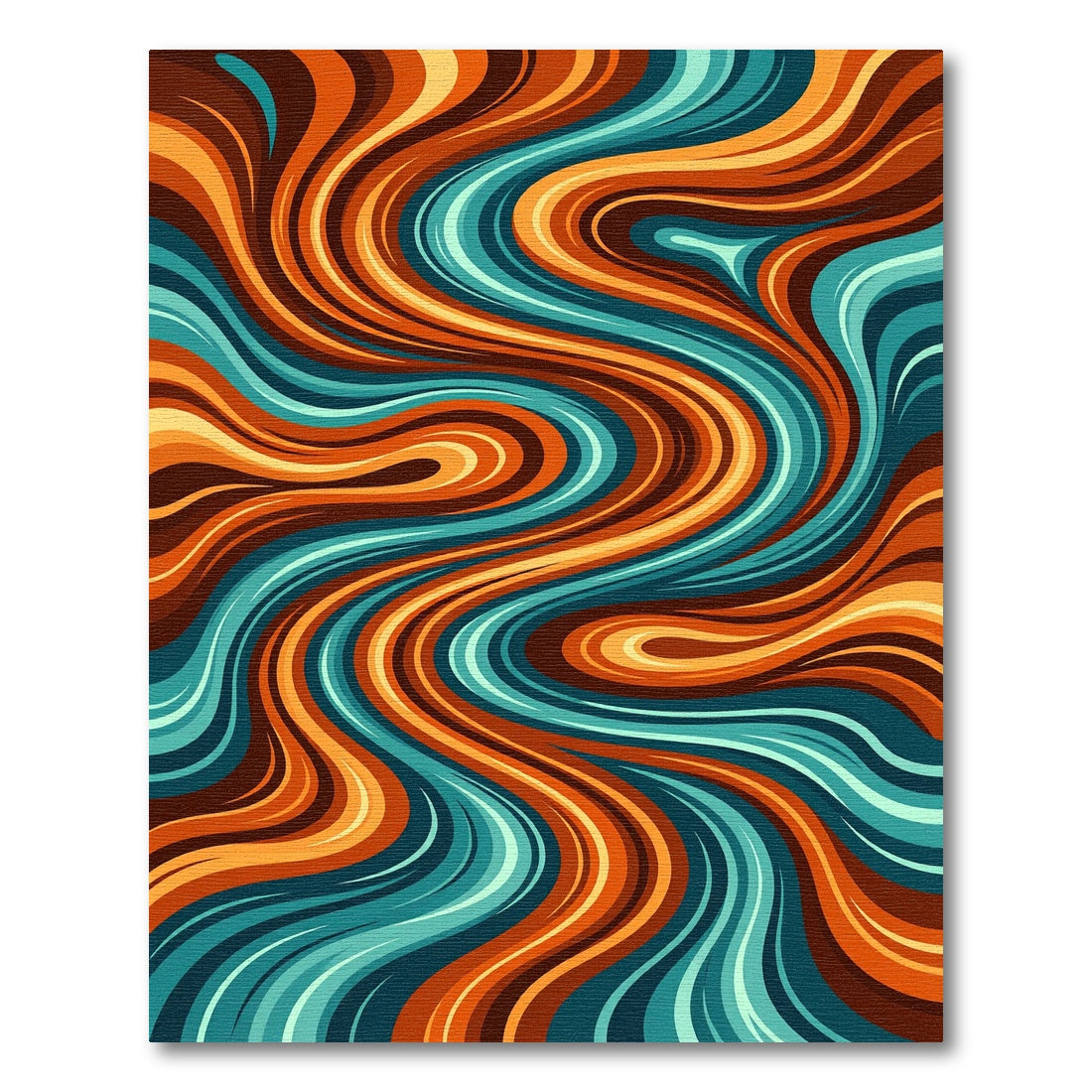 Modern Abstract Teal and Orange Swirl Rug