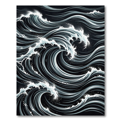 Dynamic Gray Seashell Wave Rug