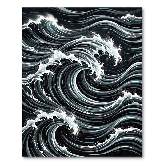 Dynamic Gray Seashell Wave Rug