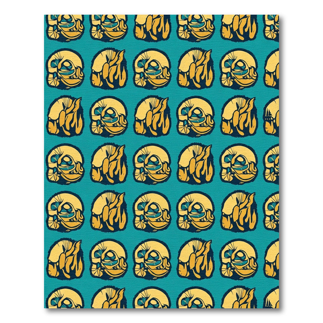 Yellow Teal Abstract Clan Forms Rug