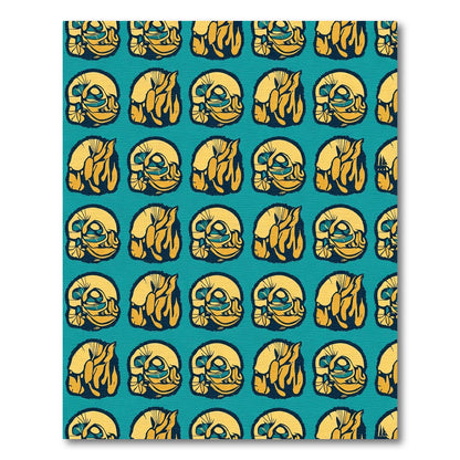 Yellow Teal Abstract Clan Forms Rug