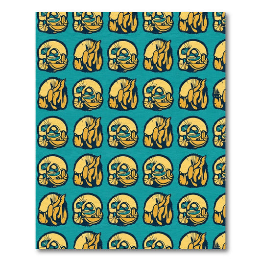Yellow Teal Abstract Clan Forms Rug