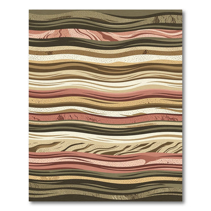 Earthy Terracotta Wavy Abstract Bedrock Layers Rug