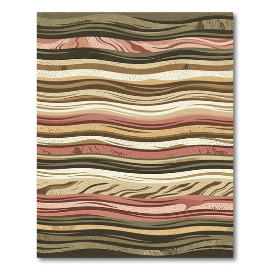 Earthy Terracotta Wavy Abstract Bedrock Layers Rug